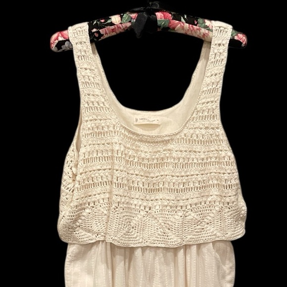 Lucky Brand M Ivory Crochet Wide Leg Jumpsuit Boho Summer - Picture 6 of 10